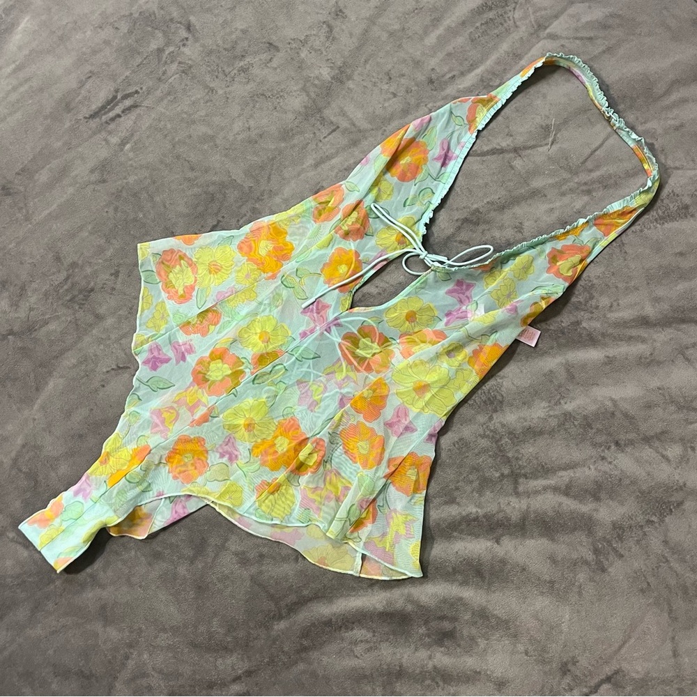 Savage X Fenty Floral Sheer Strappy Teddy Playsuit